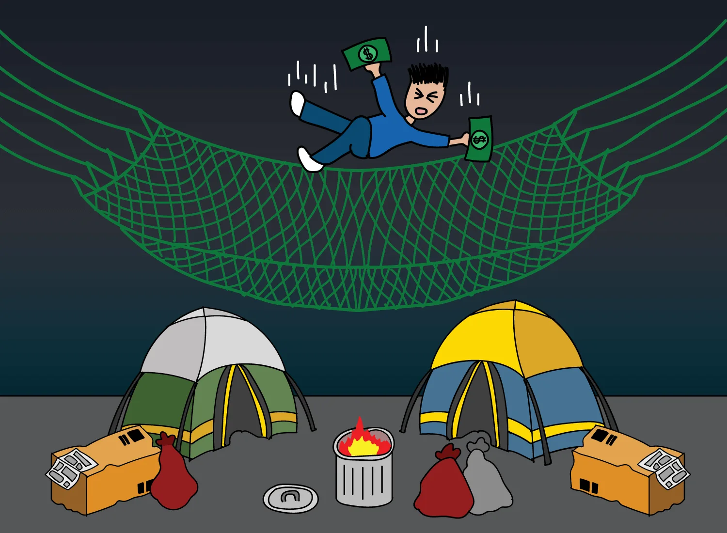 falling into money safety net