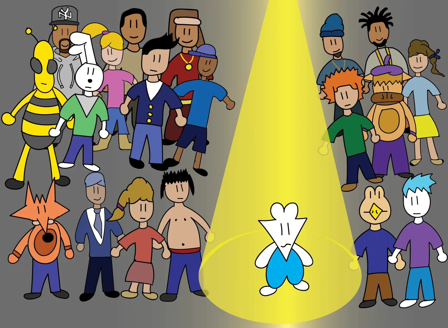 a lot of people looking at one person